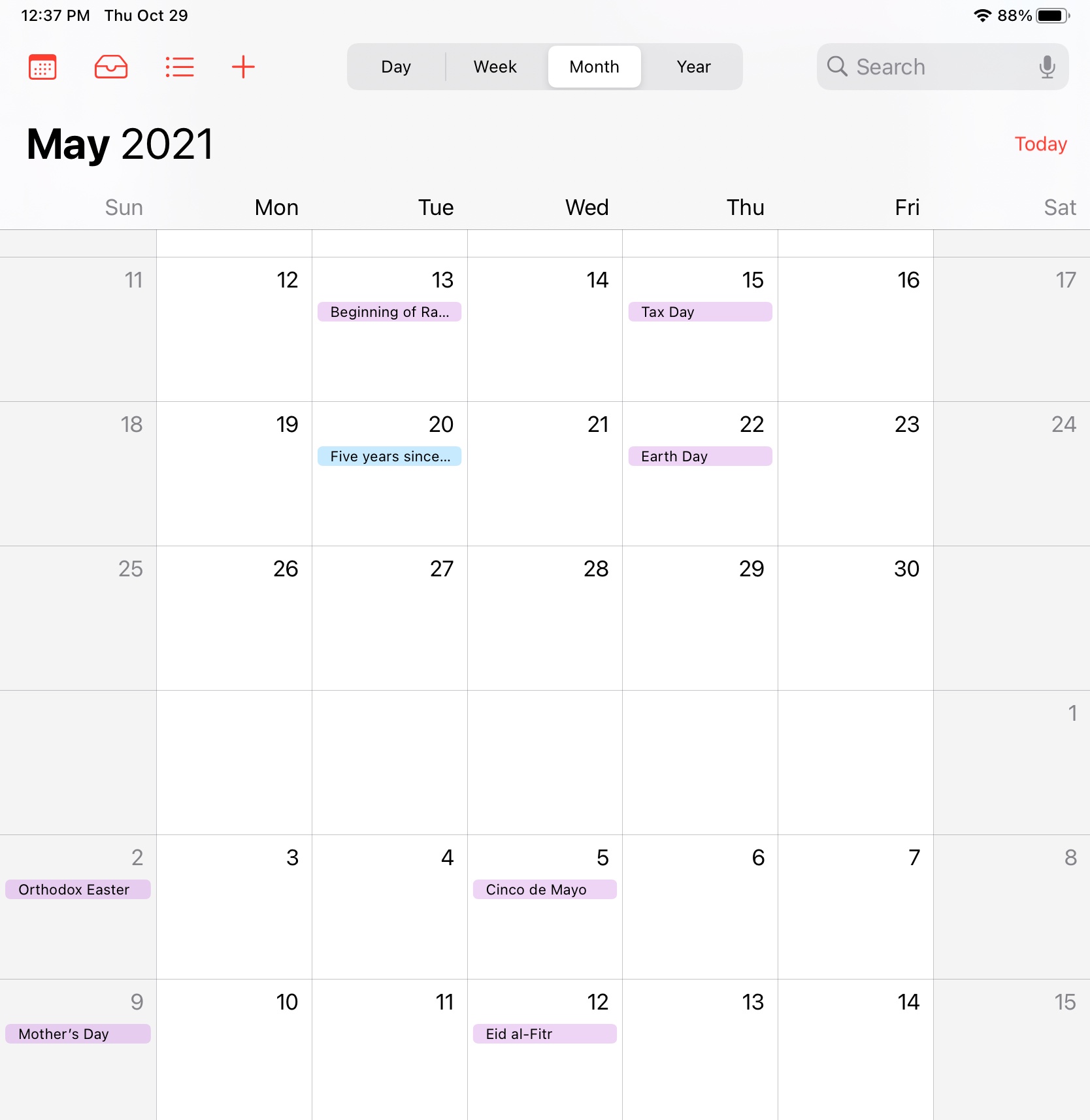 Screenshot showing original iOS Calendar interface with scroll wheels